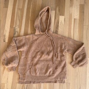 Cozy camel rib Who What Wear Hooded Sweater